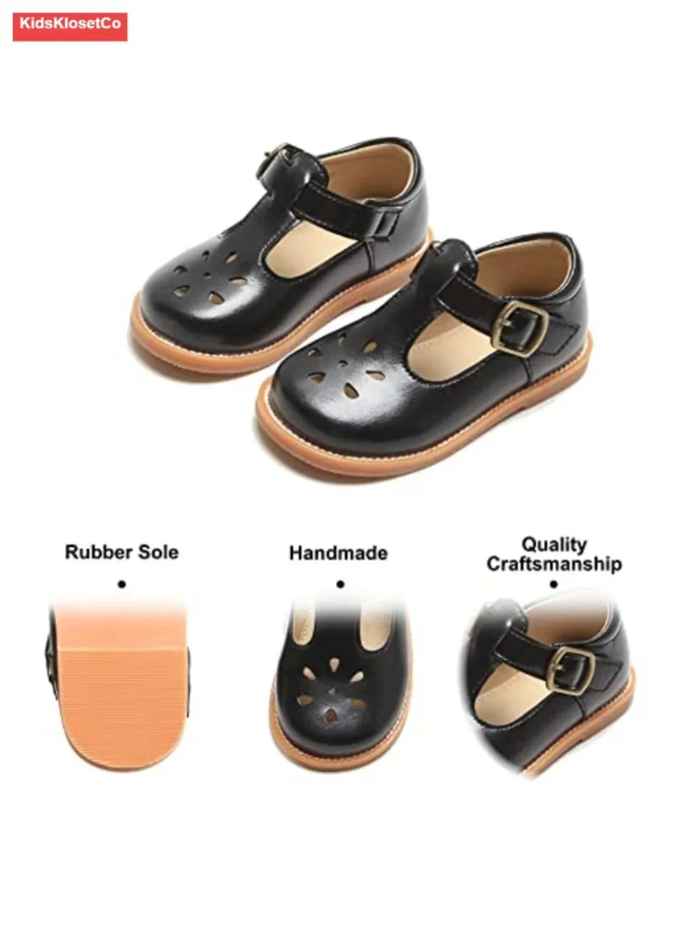 Toddler Girls Mary Jane Flats - Non-Slip Microfiber Ballet Dress Shoes with